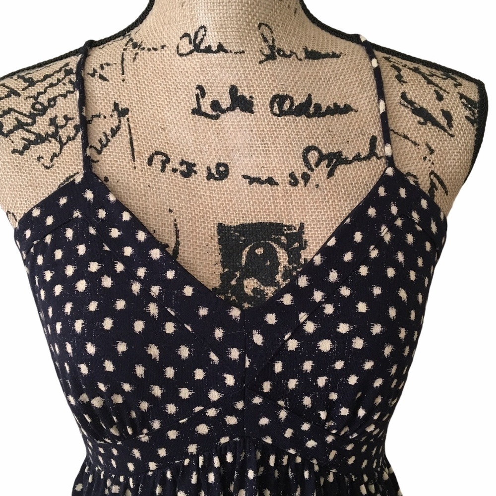 LOFT Ann Taylor Black White Polka Dot Cami Dress XS Rayon Sundress - Picture 3 of 8